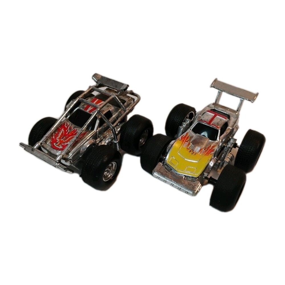 VTG Chevy Corvette & Pontiac Firebird Pull Back Monster Racer Toy Cars Lot 4.5"